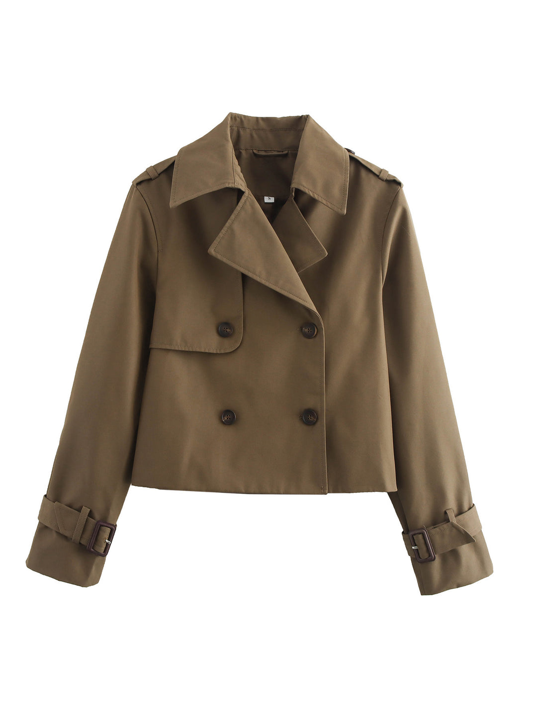 Damen Cropped Trenchcoat mit Doppelreihe und verstellbaren Manschetten Nord Taschen