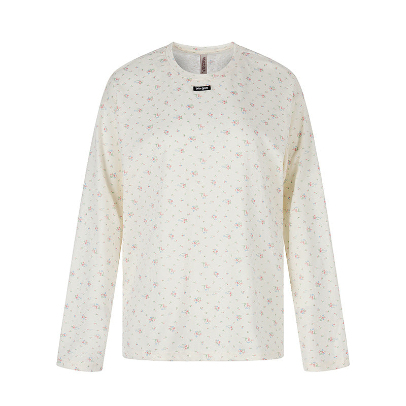 Damen Langarmshirt mit zartem Blumenprint und Rundhalsausschnitt Nord Taschen