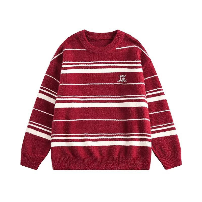 Damen Moderner Strickpullover mit Streifenmuster Nord Taschen