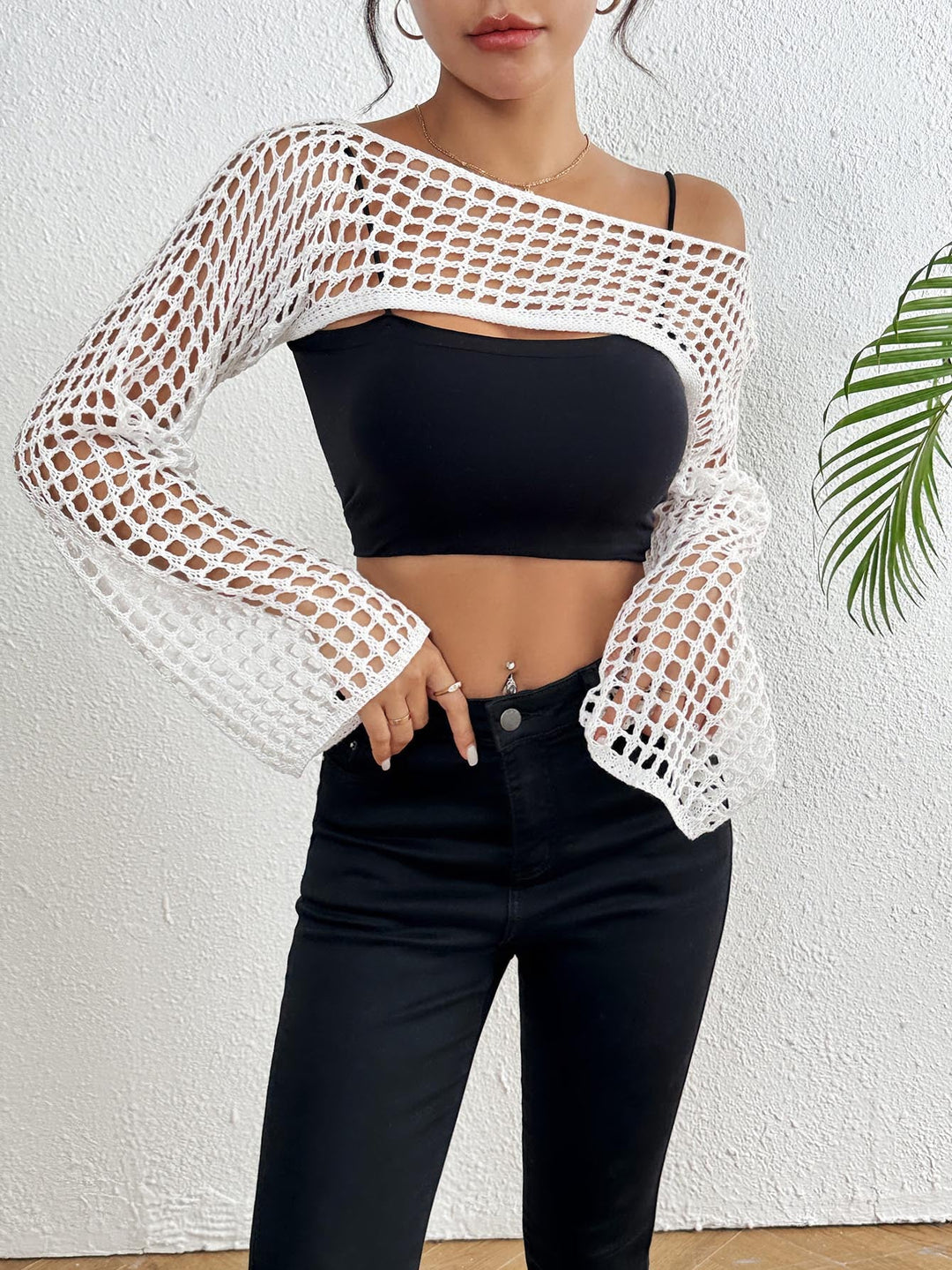 Damen Häkeloberteil mit weiten Ärmeln