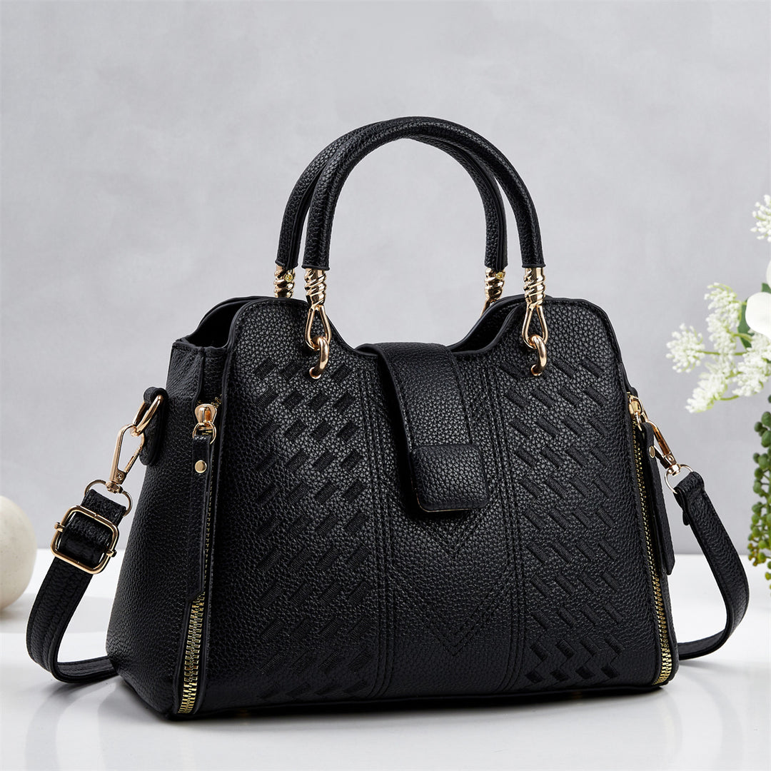 Damen Designer-Handtasche mit strukturiertem Obermaterial und abnehmbarem Schultergurt Nord Taschen