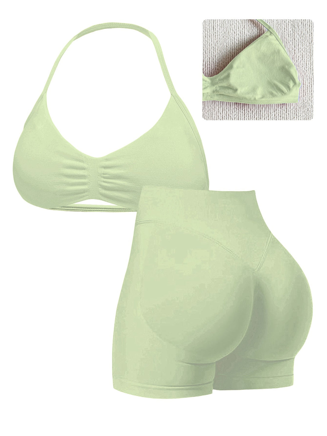 Damen Sport-Bikini-Oberteil mit hoch geschnittenen Shorts und nahtlosem Design