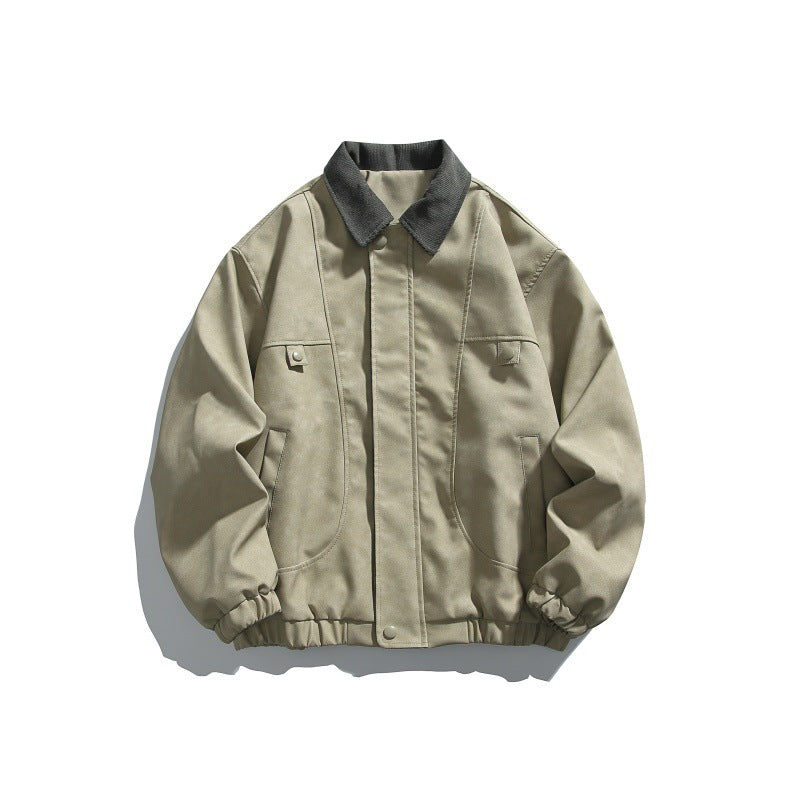 Herren Boxy-Canvas-Blousonjacke mit Cordkragen und elastischem Saum Nord Taschen