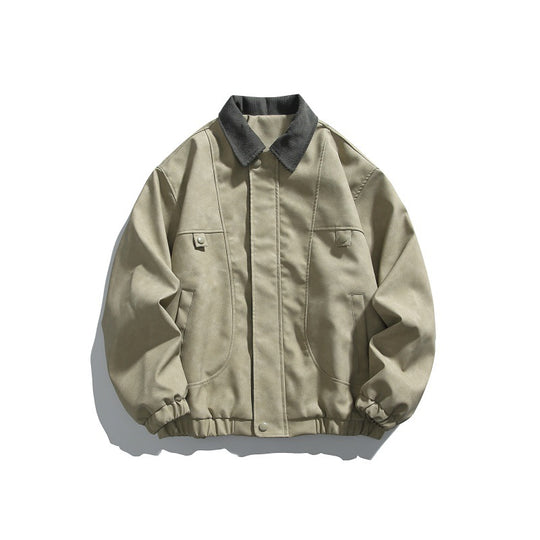 Herren Boxy-Canvas-Blousonjacke mit Cordkragen und elastischem Saum Nord Taschen
