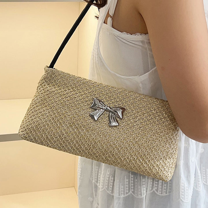 Damen Handtasche mit modischem Strukturdesign und dekorativem Schleifenakzent Nord Taschen
