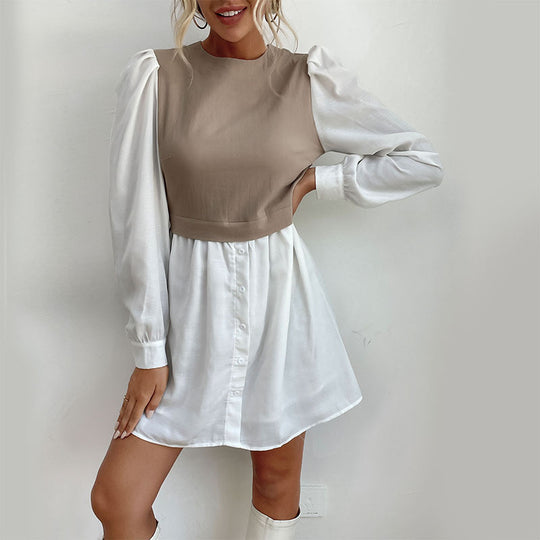 Damen Hemdblusenkleid mit Puffärmeln Nord Taschen