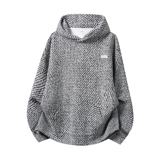 Unisex Oversize-Kapuzenpullover mit hohem Schalkragen und zweifarbiger Struktur Nord Taschen