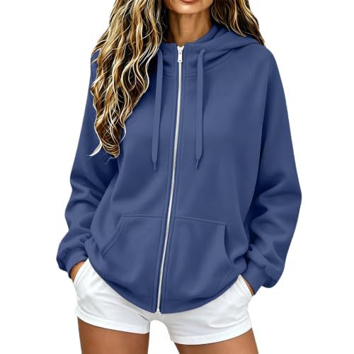 Damen Oversize-Zip-Hoodie aus Microfleece mit Kängurutaschen Nord Taschen