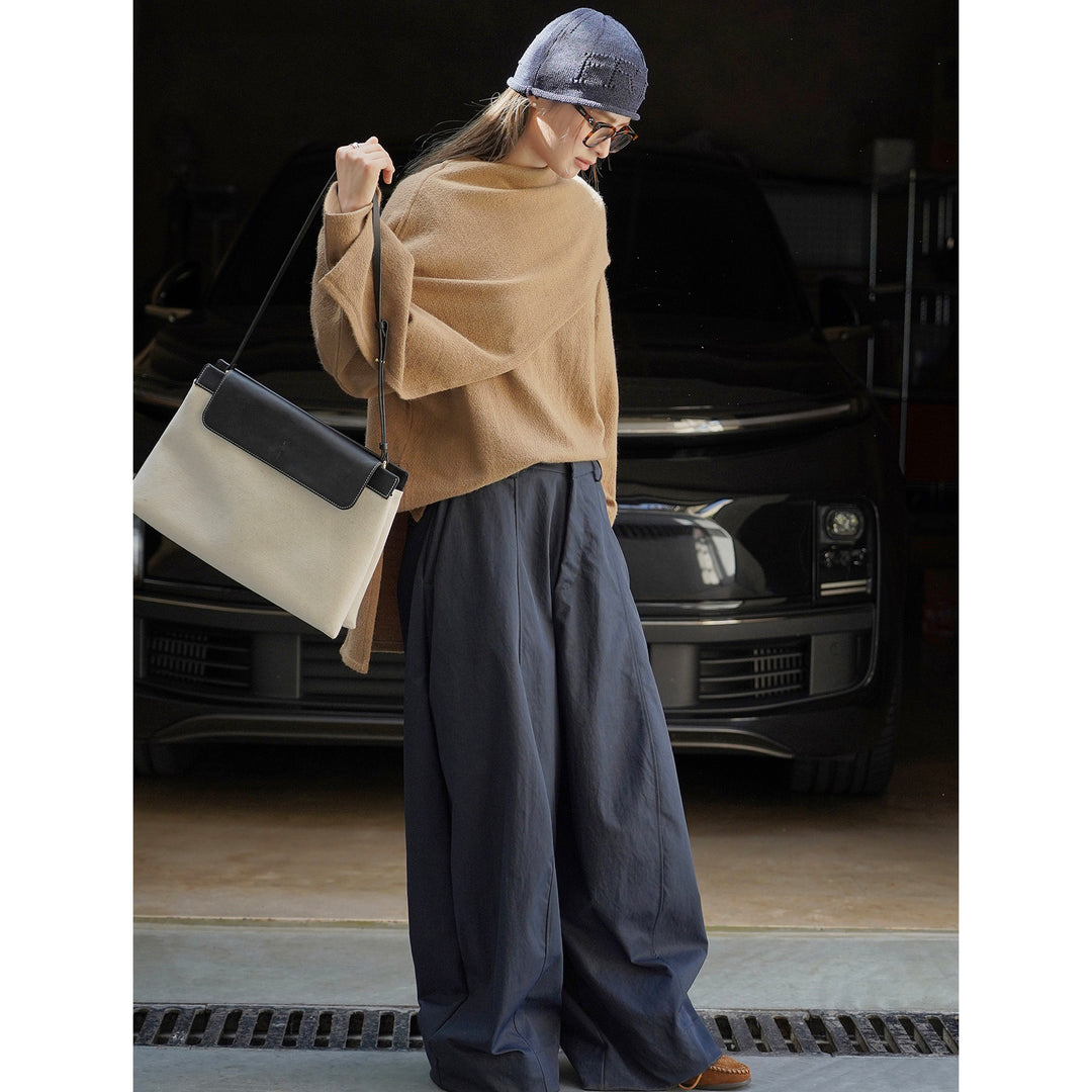 Damen Ultraweite hochtaillierte Culotte-Hose mit tiefem Schritt und cleanem Bund Nord Taschen