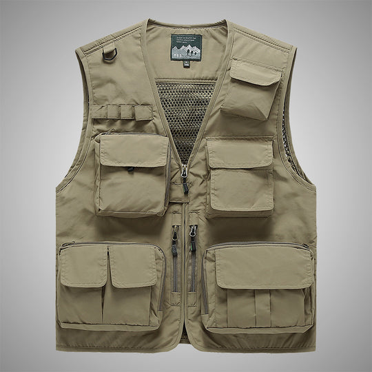 Herren multifunktionale Utility‑Weste mit vielen Taschen und Mesh‑Rücken Nord Taschen