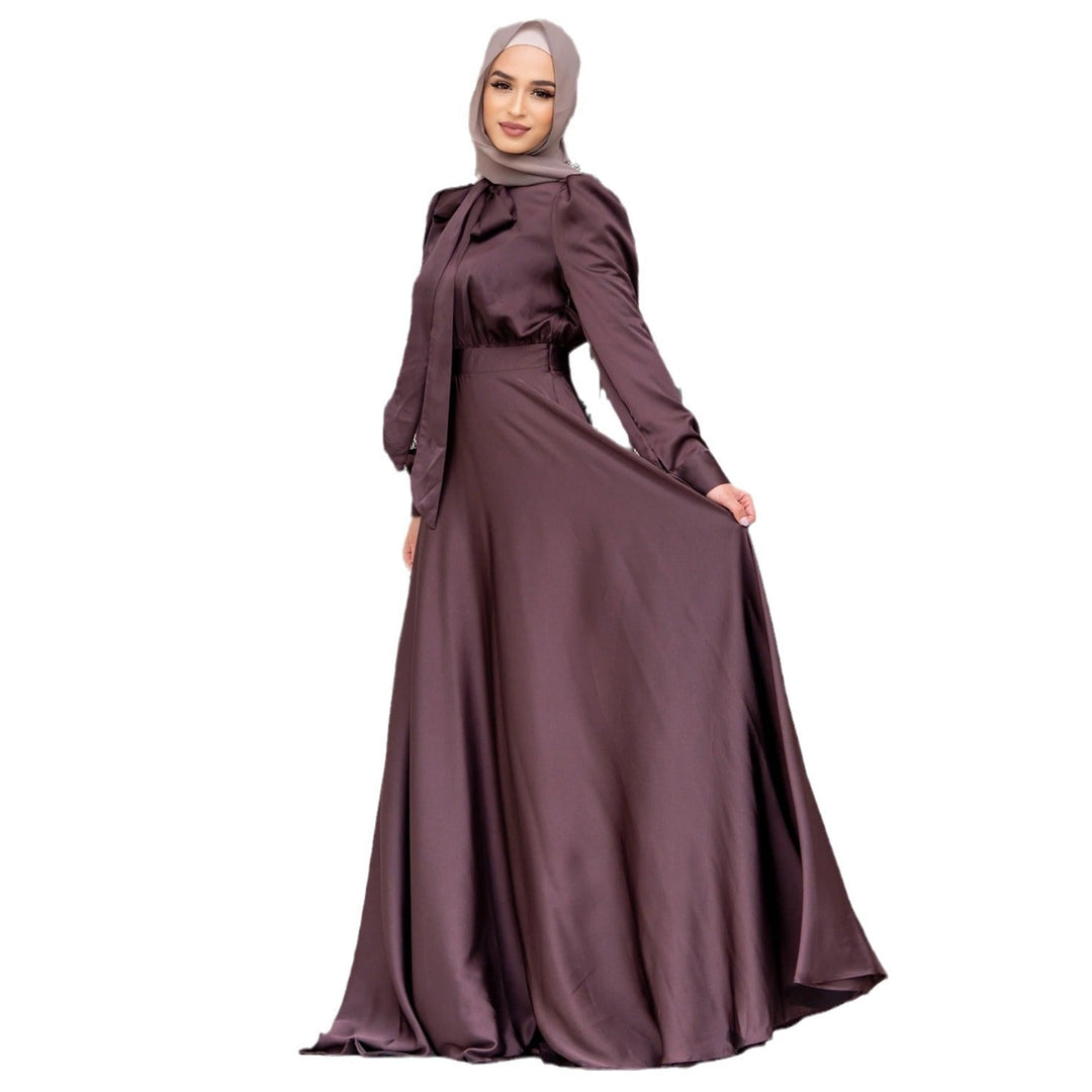 Damen Maxi-Kleid mit fließenden Ärmeln und elegantem Taillengürtel