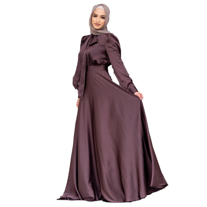 Damen Maxi-Kleid mit fließenden Ärmeln und elegantem Taillengürtel