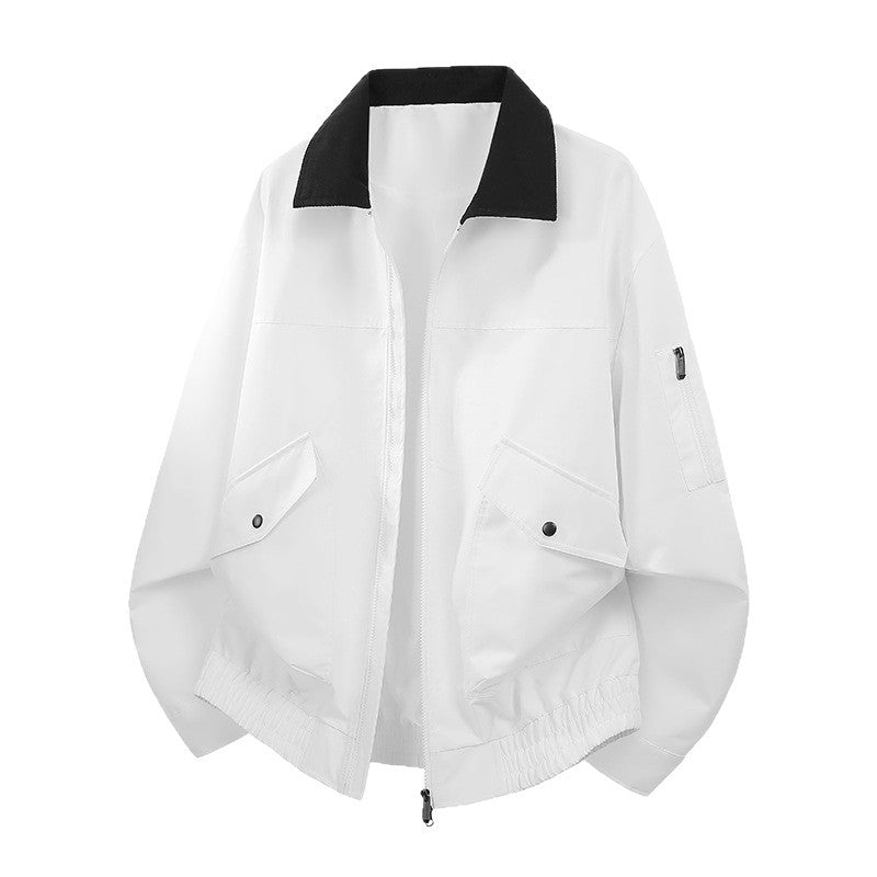 Herren Oversize Bomberjacke im Worker-Stil mit Cordkragen, Pattentaschen und elastischem Saum Nord Taschen