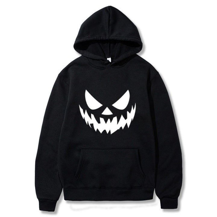 Unisex Kapuzenpullover mit gruseligem Kürbisgesicht-Print und Oversize Kängurutasche Nord Taschen
