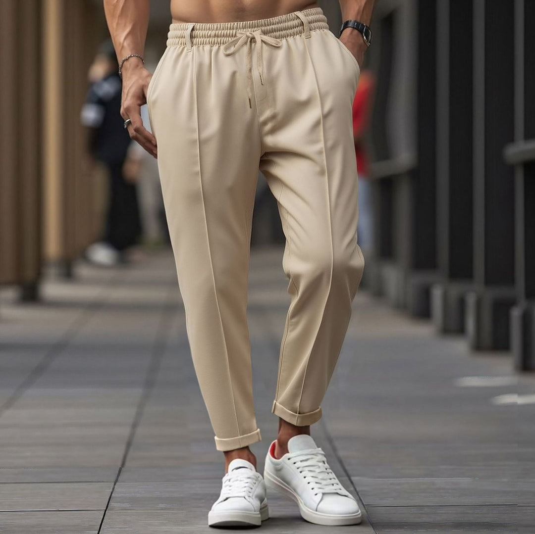 Herren Gerade Passform Elastischer Bund mit Kordelzug Weicher Baumwollmix