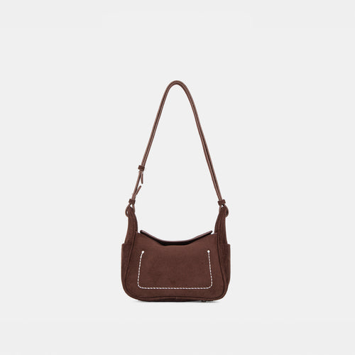 Damen modische Umhängetasche aus geschmeidigem Wildleder mit elegantem Stickmuster Nord Taschen