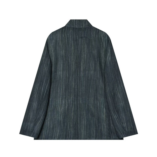 Damen Lockerer Longblazer im Nadelstreifen‑Look mit Stehkragen und aufgesetzten Taschen Nord Taschen