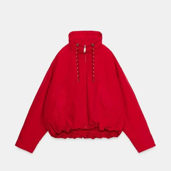 Damen Kurze Outdoor‑Blousonjacke mit hohem Stehkragen, Kordelzug und Gummizugsaum Nord Taschen