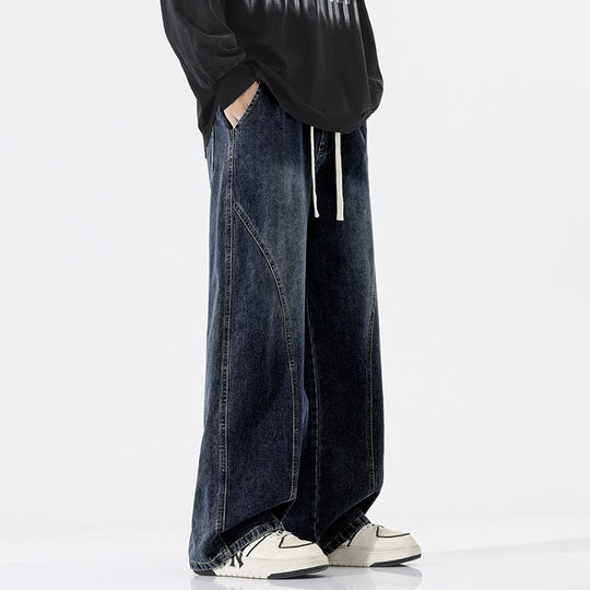 Herren Skulpturale Baggy-Denimhose mit tiefem Schritt und abgerundetem Saum Nord Taschen