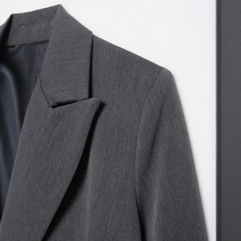 Damen Oversized strukturierter Doppelreiher-Blazer mit weitem Revers und Pattentaschen Nord Taschen