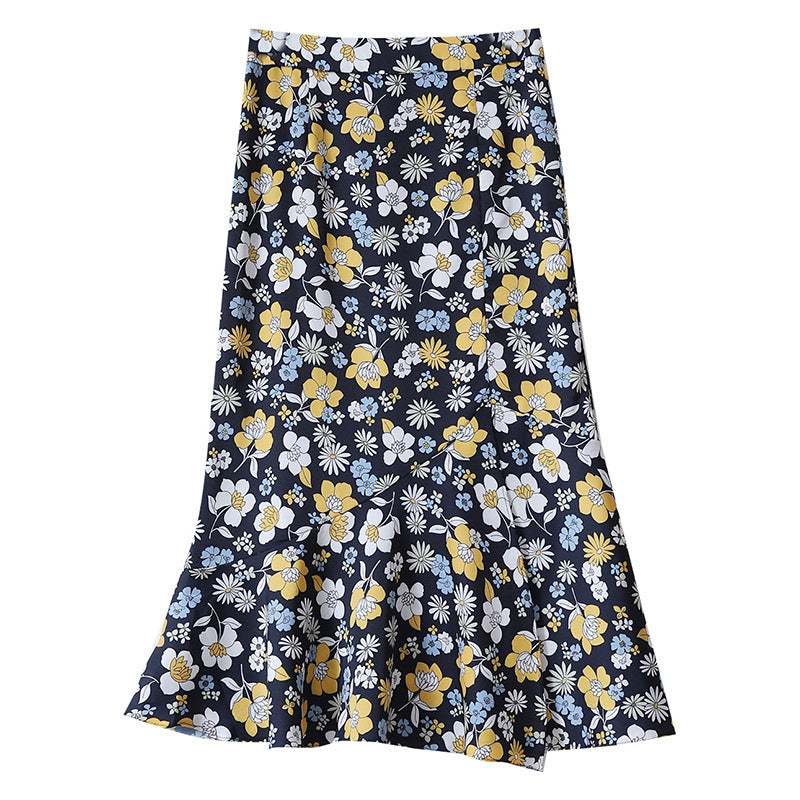 Damen Floraler, schwingender Midirock Nord Taschen