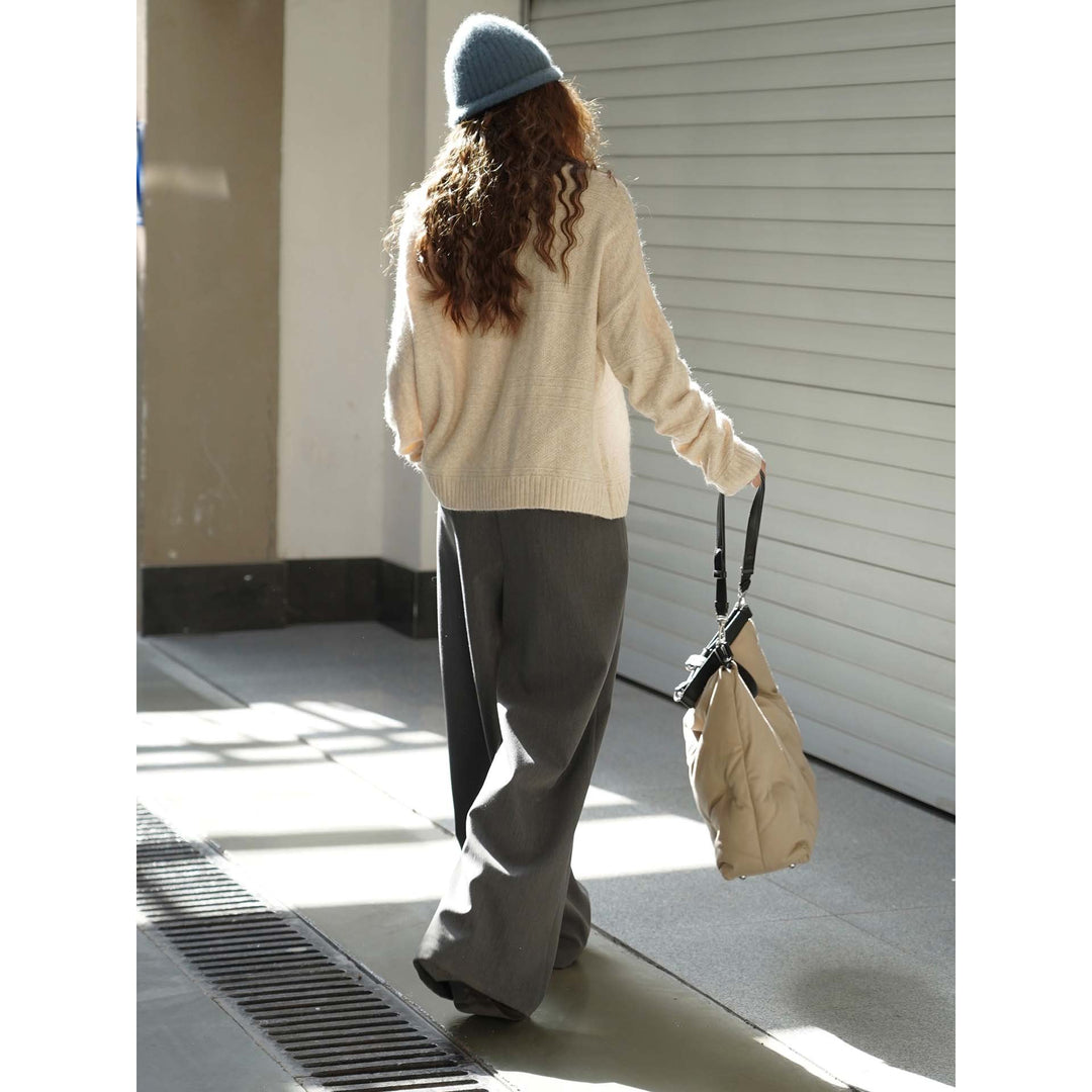 Damen Weicher Mohair-Optik Oversize-Pullover mit U-Boot-Ausschnitt Nord Taschen