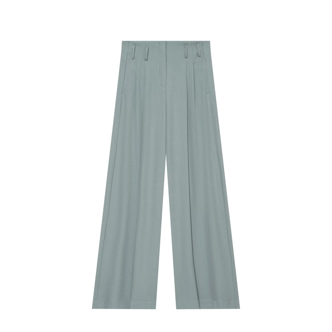 Damen Weite Highwaist-Hose mit Bundfalten, Bügelfalte und Gürtelschlaufen Nord Taschen