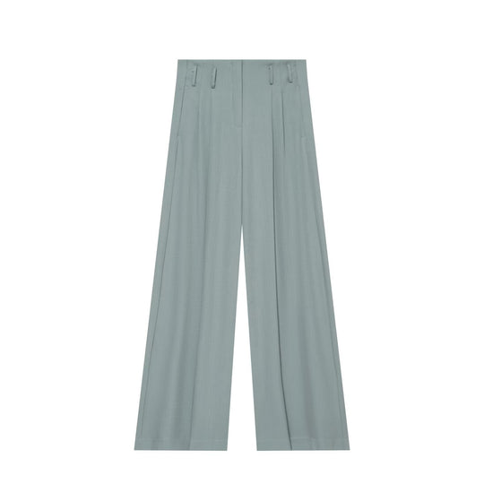 Damen Weite Highwaist-Hose mit Bundfalten, Bügelfalte und Gürtelschlaufen Nord Taschen