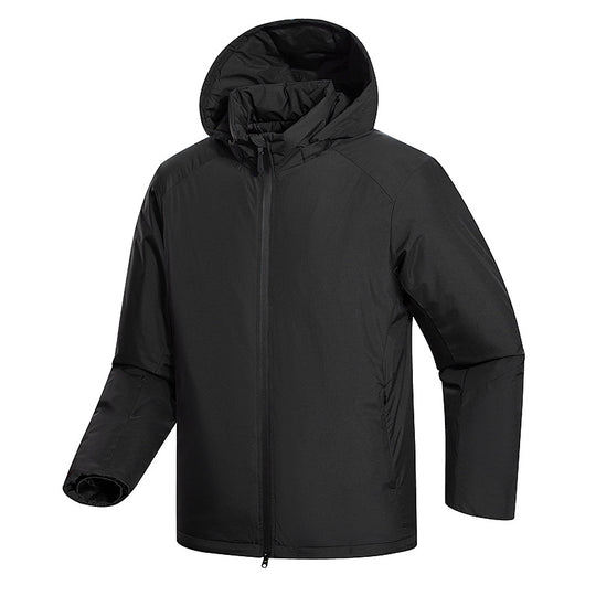 Herren Minimalistische Thermo‑Hoodie‑Jacke mit gesteppter Isolierung und verdecktem Reißverschluss Nord Taschen