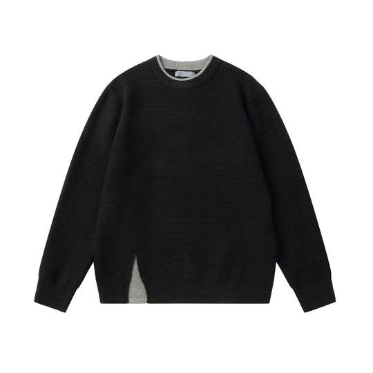 Damen Strukturiertes Rundhals-Sweatshirt mit seitlichem Keilschlitz Nord Taschen