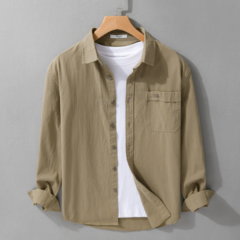Herren Casual-Layering Hemdjacke aus leichtem Baumwoll-Twill mit aufgesetzter Brusttasche Nord Taschen