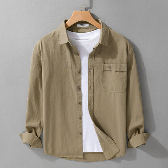 Herren Casual-Layering Hemdjacke aus leichtem Baumwoll-Twill mit aufgesetzter Brusttasche Nord Taschen