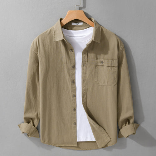 Herren Casual-Layering Hemdjacke aus leichtem Baumwoll-Twill mit aufgesetzter Brusttasche Nord Taschen