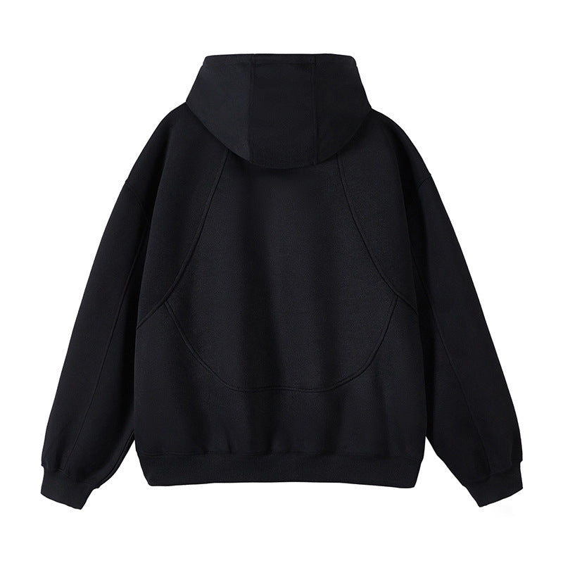 Unisex Oversize-Kapuzen-Sweatjacke mit hohem Stehkragen und durchgehendem Reißverschluss Nord Taschen