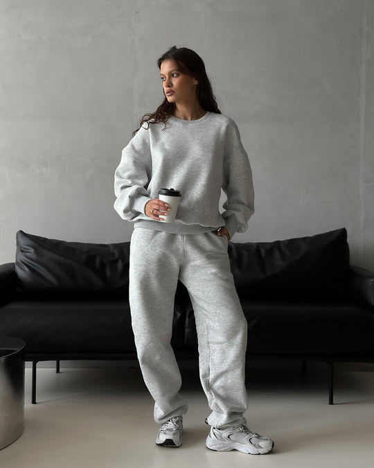 Damen lässiger Sport-Loungewear-Anzug mit crop Schnitt und weitem Bein