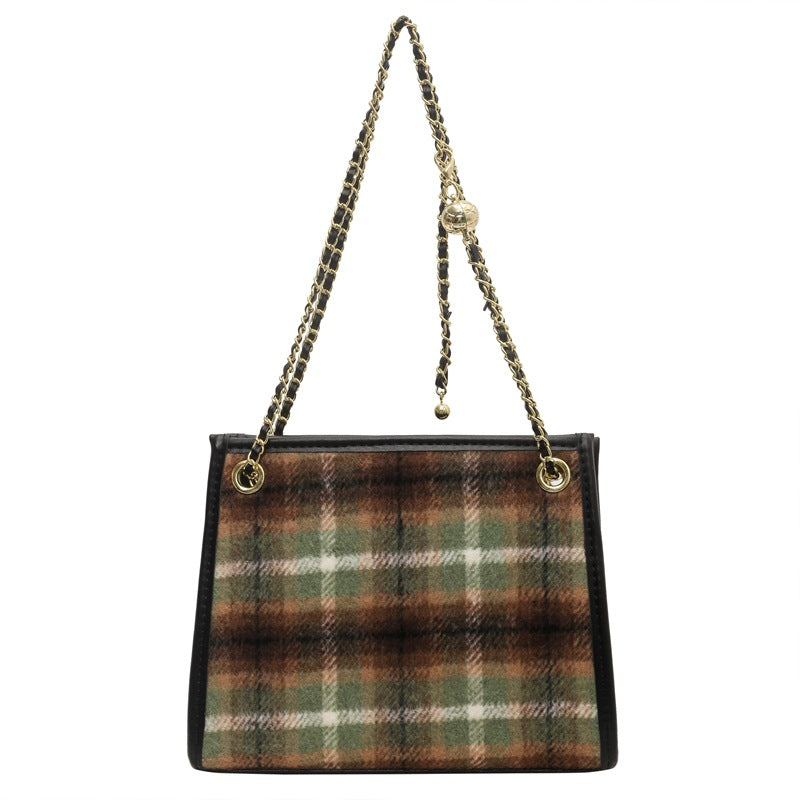 Damen Schultertasche mit kariertem Design Nord Taschen