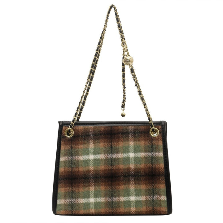 Damen Schultertasche mit kariertem Design Nord Taschen