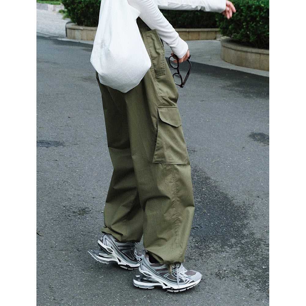 Damen Weite Cargo-Baggy-Hose mit Tunnelzug am Saum und großen aufgesetzten Taschen Nord Taschen