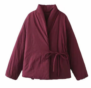 Damen 900+ gesteppte Wickeljacke mit Schalkragen und Taillenband Nord Taschen