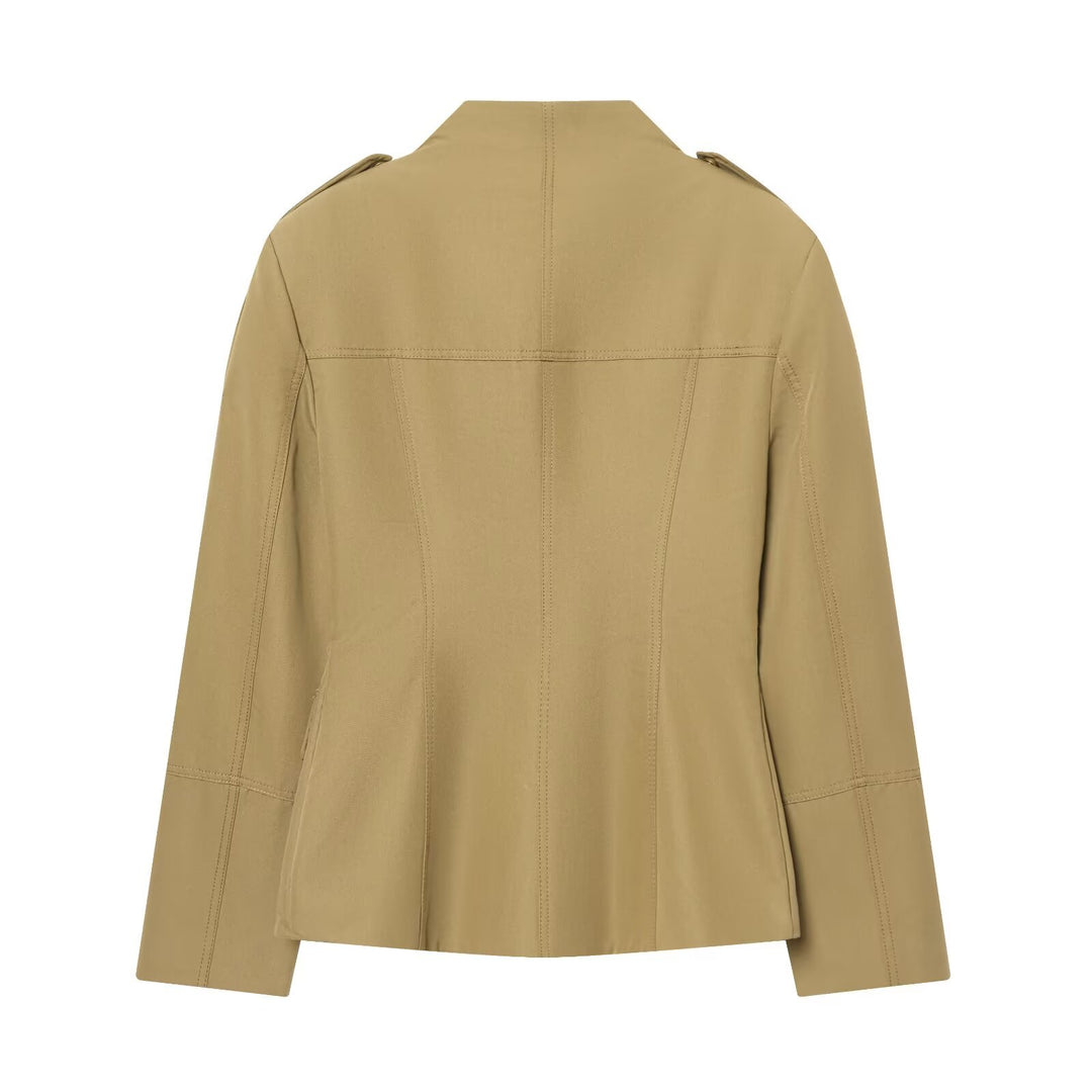 Damen Utility-Jacke mit Stehkragen, Pattentaschen und Schulterklappen Nord Taschen