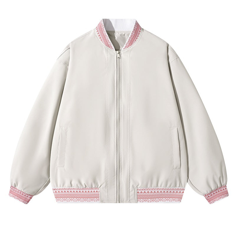 Damen Oversize Bomberjacke mit folklorischen Stickborden Nord Taschen