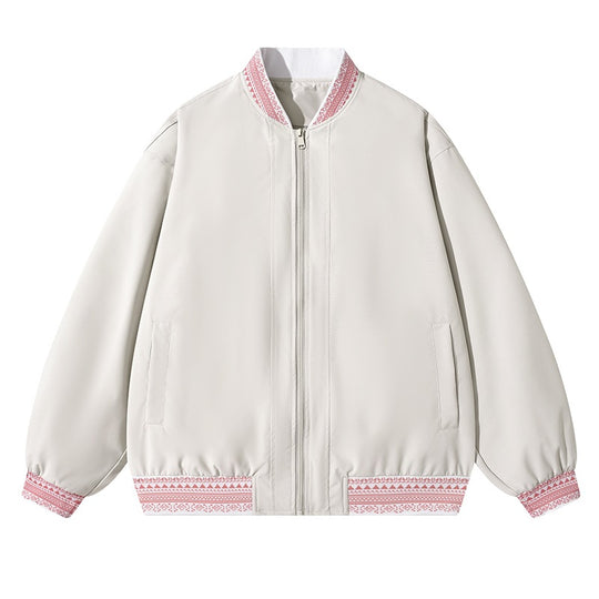 Damen Oversize Bomberjacke mit folklorischen Stickborden Nord Taschen