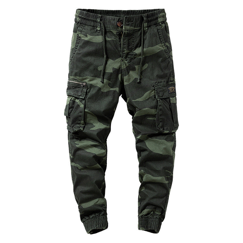 Herren Camouflage‑Cargo‑Jogger aus robustem Baumwollmix mit Tunnelzugbund, Reißverschluss‑Tasche und gerippten Knöcheln Nord Taschen