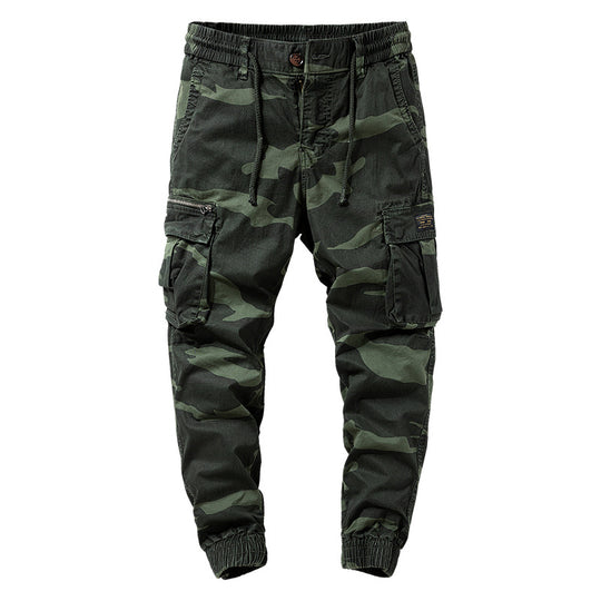 Herren Camouflage‑Cargo‑Jogger aus robustem Baumwollmix mit Tunnelzugbund, Reißverschluss‑Tasche und gerippten Knöcheln Nord Taschen