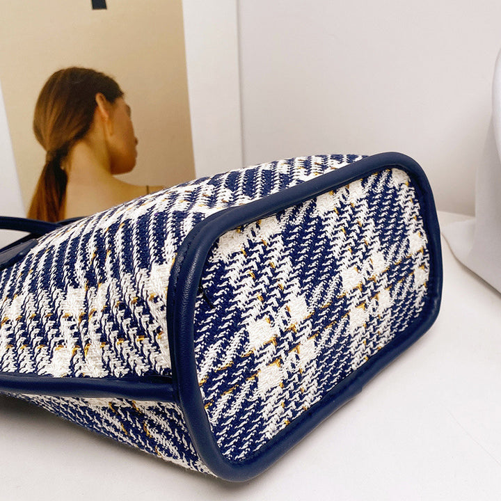 Damen Tragetasche mit modischem Karo-Design und robusten Ledergriffen Nord Taschen