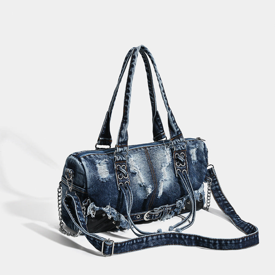Damen Denim Umhängetasche mit angesagtem Destroyed-Effekt Nord Taschen