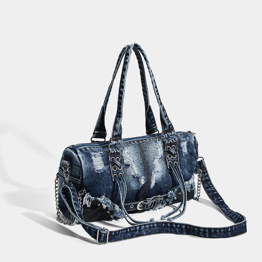 Damen Denim Umhängetasche mit angesagtem Destroyed-Effekt Nord Taschen