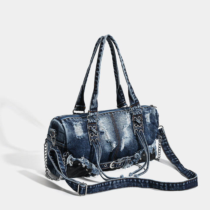 Damen Denim Umhängetasche mit angesagtem Destroyed-Effekt Nord Taschen