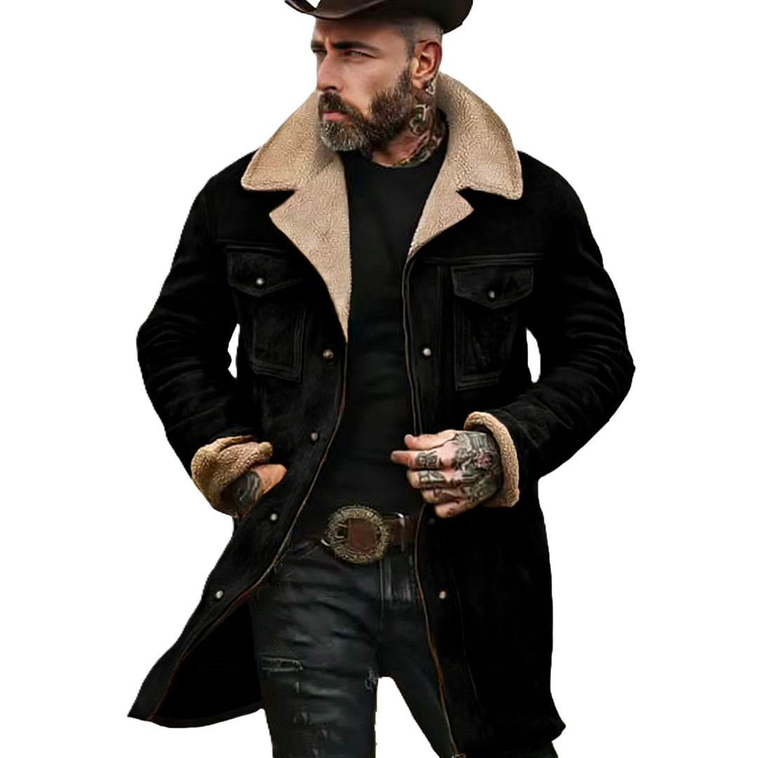 Herren Pilotenjacke aus Velourslederoptik mit Teddyfellinnenfutter und Reverskragen Nord Taschen