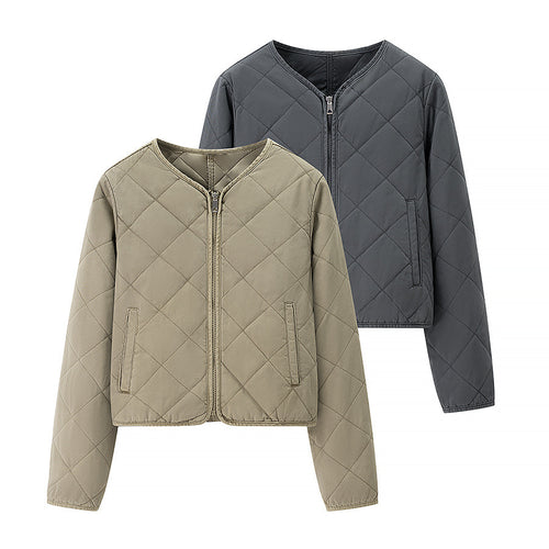 Damen Leichte gesteppte Kurzjacke mit Rundhalsausschnitt, durchgehendem Reißverschluss und dezenter Taillenlänge Nord Taschen